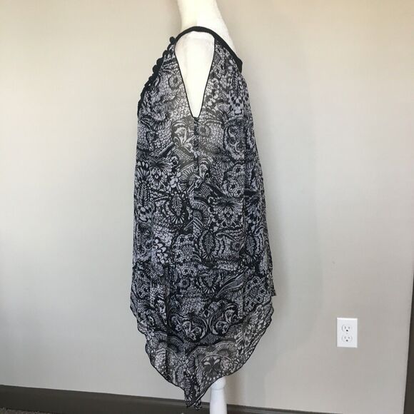 Wear Abouts Womens Plus Sz 3XL Black Beaded Blouse Top Cold Shoulder Wide Arm - Picture 2 of 12